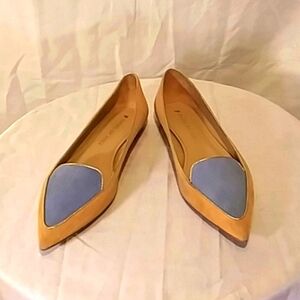 Beautiful Shoes Of Pray Tan & Blue Suede Flats